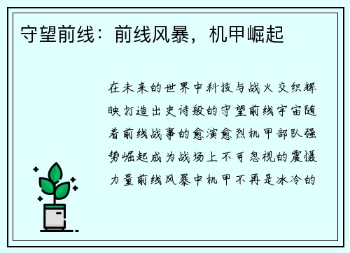 守望前线：前线风暴，机甲崛起