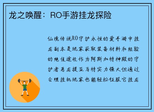 龙之唤醒：RO手游挂龙探险